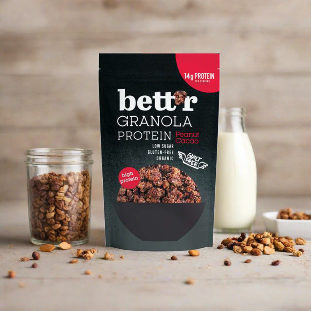 Fehérjés mogyoró-kakaó granola - bio - 300g